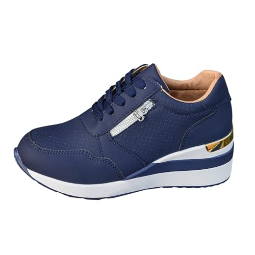 VBEDKDEB Sneaker Damen Sportschuhe Slipper Laufschuhe Sport Freizeitschuhe Atmungsaktiv Große Größe Leichte Laufschuhe Sportschuhe Weisses Sneaker Damen (Blue, 38) von VBEDKDEB