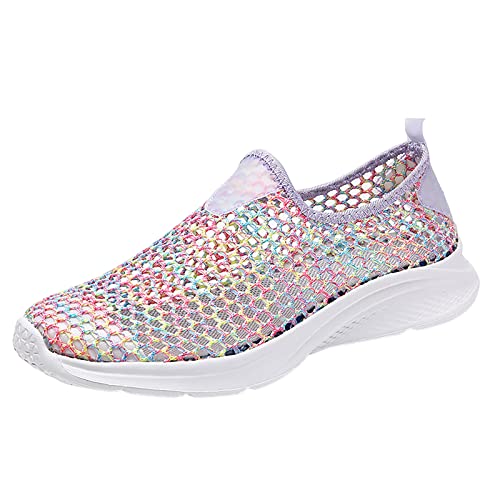 VBEDKDEB Sneaker Damen Sportschuhe Turnschuhe Laufschuhe Freizeit Slip On Travel Weiche Sohle Hohl Bequeme Schuhe Outdoor Mesh Runing Mode Sport Atmungsaktive SchnüRschuhe Damen (38) von VBEDKDEB