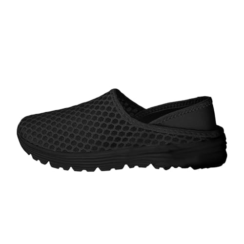 VBEDKDEB Sneaker Damen Sportschuhe Turnschuhe Laufschuhe Frühling Sommer Mesh Gestrickte Sportschuhe Closed Toe Slip On Freizeitschuhe mit weicher Sohle Halbschuhe Damen Schwarz (40) von VBEDKDEB