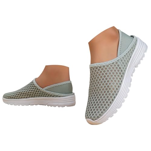 VBEDKDEB Sneaker Damen Sportschuhe Turnschuhe Laufschuhe Frühling Sommer Mesh Gestrickte Sportschuhe Closed Toe Slip On Freizeitschuhe mit weicher Sohle Halbschuhe Damen Schwarz (Grey, 39) von VBEDKDEB