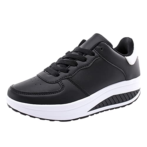 VBEDKDEB Sneaker Damen Sportschuhe Turnschuhe Laufschuhe Schnüren Sie Sport Mesh Wanderschuhe Turnschuhe Komfort Keil Plattform Müßiggänger Frühlingsschuhe Für Damen (42) von VBEDKDEB