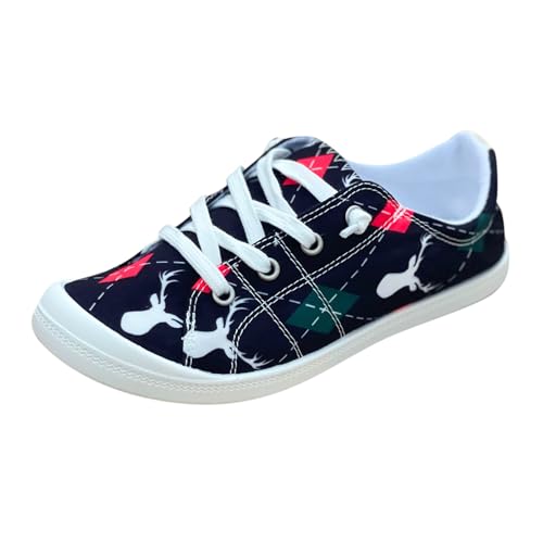 VBEDKDEB Sneaker Damen Turnschuhe Laufschuhe Slipper Weihnachtsmode Canvas Freizeitschuhe Flache Schuhe Sneaker Braun Damen (36) von VBEDKDEB