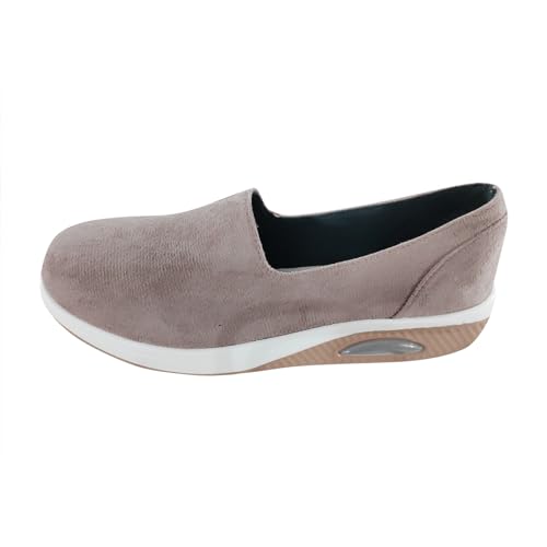 VBEDKDEB Sneaker Damen Turnschuhe Laufschuhe Slipper atmungsaktive Freizeit Fußhocker Schuhe, Faule, Dicke Boden Sport Schaukelschuhe, Freizeitschuhe Geschlossene Hausschuhe Damen (Khaki, 39) von VBEDKDEB