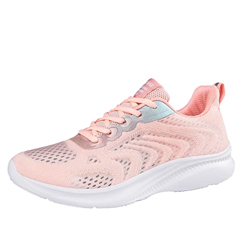 VBEDKDEB Sneaker Damen Turnschuhe Laufschuhe Sportschuhe Damen Paar Schuhe Schnüren Freizeitschuhe Atmungsaktive Mode Flache Wanderschuhe Slip On Sneakers Damen (38) von VBEDKDEB