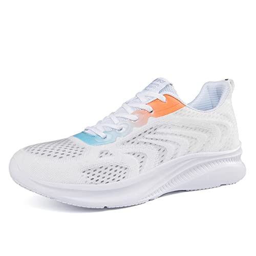 VBEDKDEB Sneaker Damen Turnschuhe Laufschuhe Sportschuhe Damen Paar Schuhe Schnüren Freizeitschuhe Atmungsaktive Mode Flache Wanderschuhe Slip On Sneakers Damen (White, 38) von VBEDKDEB
