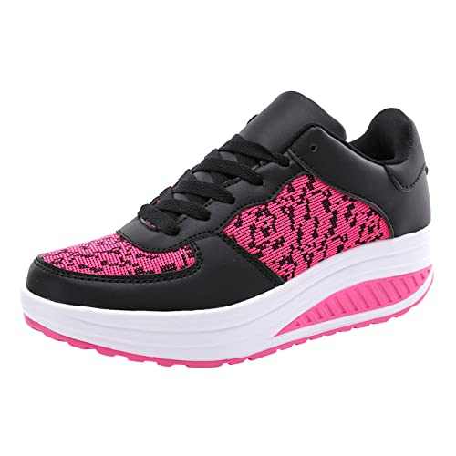 VBEDKDEB Sneaker Damen Turnschuhe Laufschuhe Sportschuhe Lace Up Breathe Mesh Wanderschuhe Wedge Platform Loafers Turnschuhe Damen (42) von VBEDKDEB