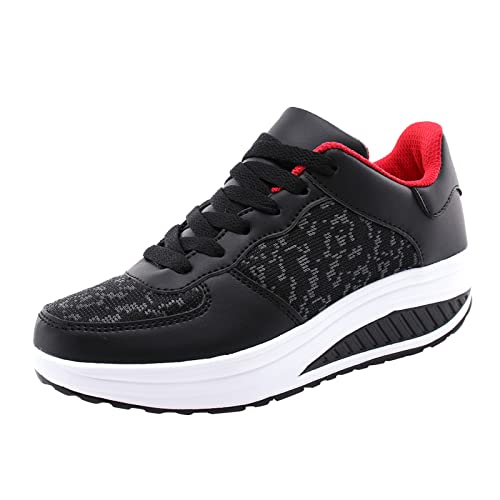 VBEDKDEB Sneaker Damen Turnschuhe Laufschuhe Sportschuhe Lace Up Breathe Mesh Wanderschuhe Wedge Platform Loafers Turnschuhe Damen (42) von VBEDKDEB