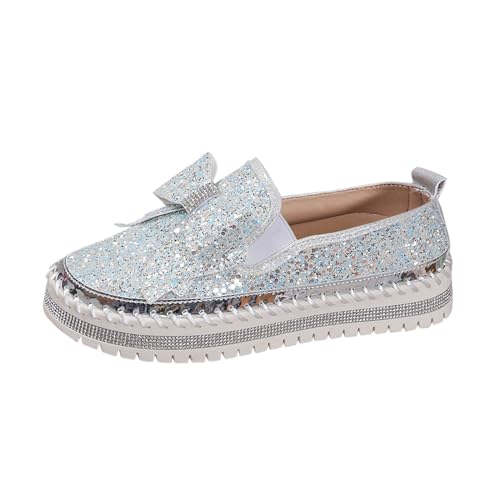 VBEDKDEB Sneaker Damen Turnschuhe Slip on Freizeitschuhe Paillettenschleife Freizeitschuhe zum Hineinschlüpfen, lässige, Bequeme Schuhe Weiße Sneaker (Green, 37) von VBEDKDEB