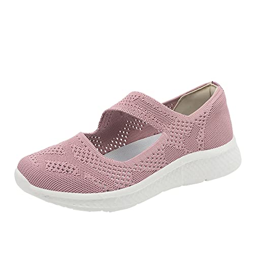 VBEDKDEB Sneaker Damen Turnschuhe Slipper Laufschuhe Damenschuhe Einfarbige Freizeitschuhe Gewebte Hohle Atmungsaktive Mode Flache Slip On Lässige Sportschuhe Weiße Sneaker (41) von VBEDKDEB