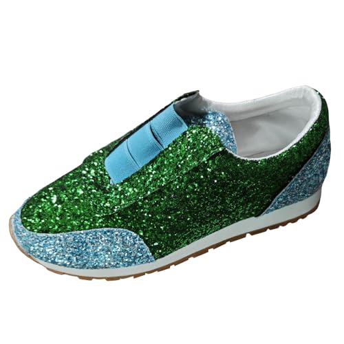 VBEDKDEB Sneaker Damen Turnschuhe Slipper Sportschuhe Damen Freizeitschuhe, vielseitig, modisch und neu, große Damenschuhe, modische Schuhe Orthocare Schuhe Damen (Green, 39) von VBEDKDEB