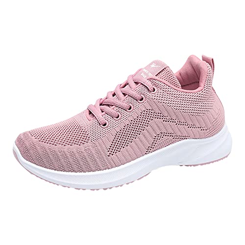 VBEDKDEB Sneaker Damen Turnschuhe Sportschuhe Laufschuhe Freizeit Schnürschuhe Bequeme Schuhe Outdoor Mesh Runing Sport Atmungsaktive Turnschuhe Bergschuhe Damen (Red, 36) von VBEDKDEB