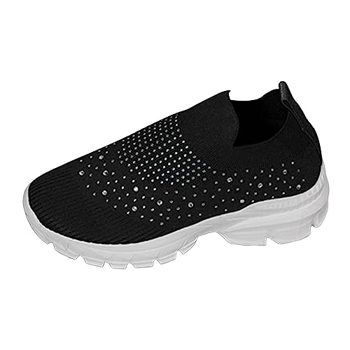 VBEDKDEB Sneaker Damen Turnschuhe Sportschuhe Laufschuhe Modische Damen Sportschuhe atmungsaktivem Mesh mit Strass dekorativer Dicker Sohle BarfußSchuhe Damen Leder (41) von VBEDKDEB