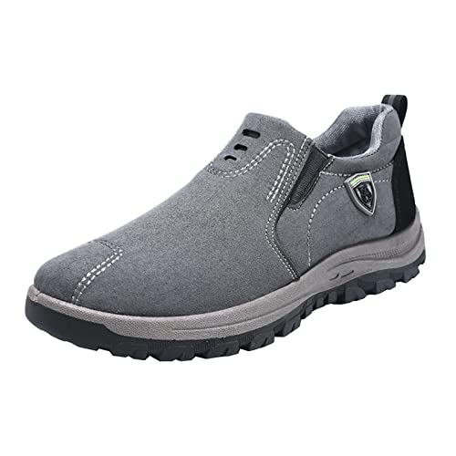 VBEDKDEB Sneakers Herren Laufschuhe Sportschuhe Herren Reine Farbe Mode lässige Sportschuhe im Frühjahr Schuhe Ohne Schnürsenkel (Grey, 39) von VBEDKDEB