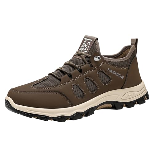 VBEDKDEB Sneakers Herren Laufschuhe Sportschuhe Herren Sportschuhe Herbst Neue Mesh Atmungsaktive Grenze Herrenschuhe Leichte Und Bequeme Laufschuhe Outdoor Wanderschuhe Sneaker (Coffee, 43) von VBEDKDEB