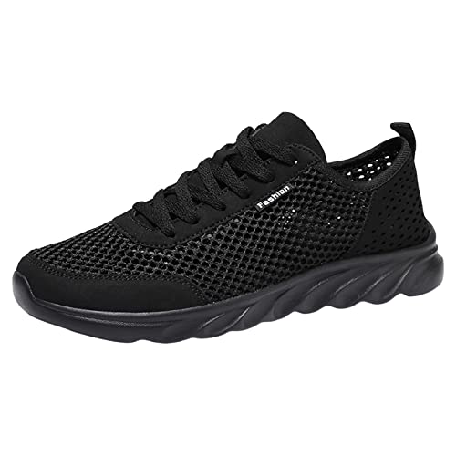 VBEDKDEB Sneakers Herren Laufschuhe Sportschuhe Männer Sportschuhe Einfache Einfarbige Mode Muster Mesh Hohl Atmungsaktiv Bequem rutschfeste Schnüren Freizeitschuhe Sneaker Weiß (44) von VBEDKDEB
