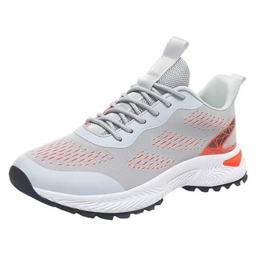 VBEDKDEB Sneakers Herren Laufschuhe Sportschuhe Männer Sportschuhe Modische Muster Einfache Farbe Blockieren Mesh Atmungsaktive Bequeme rutschfeste Freizeitschuhe Turnschuhe Herren (Orange, 40) von VBEDKDEB