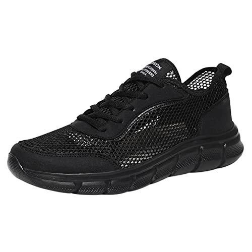 VBEDKDEB Sneakers Herren Laufschuhe Sportschuhe Mode Frühling Herren Sportschuhe Flacher Boden leichtes Fliegengewebe hohles Design atmungsaktiv bequem einfarbig geschnürt Trekkingschuhe (43) von VBEDKDEB