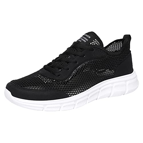 VBEDKDEB Sneakers Herren Laufschuhe Sportschuhe Mode Frühling Herren Sportschuhe Flacher Boden leichtes Fliegengewebe hohles Design atmungsaktiv bequem einfarbig geschnürt Trekkingschuhe (White, 40) von VBEDKDEB