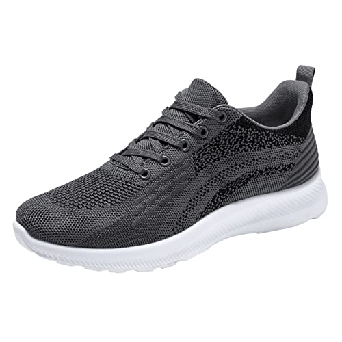 VBEDKDEB Sneakers Herren Laufschuhe Sportschuhe Mode Frühling Herren Sportschuhe Flacher weicher Boden Mesh atmungsaktiv bequem Schnürung Casuale Leichte Wanderschuhe (Grey, 44) von VBEDKDEB
