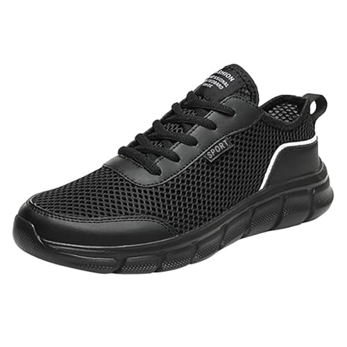 VBEDKDEB Sneakers Herren Laufschuhe Sportschuhe Mode Frühling Herren Sportschuhe flach leicht Mesh atmungsaktiv Schnürung einfarbig lässiger Stil Sneakers (43) von VBEDKDEB