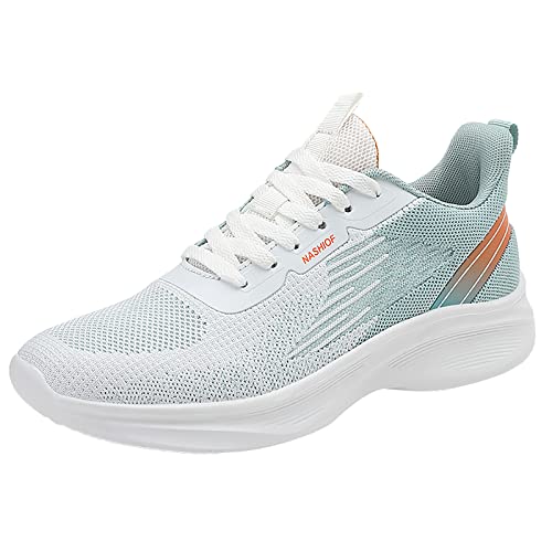 VBEDKDEB Sneakers Herren Laufschuhe Sportschuhe Mode Männer Mesh Bergsteigen Lässige Sportschuhe Schnüren Einfarbig Laufen Atmungsaktiv Weicher Boden Weiße Sneaker (C, 43) von VBEDKDEB