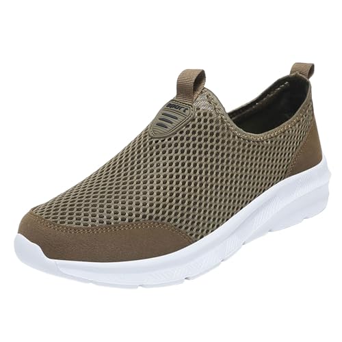 VBEDKDEB Sneakers Herren Laufschuhe Sportschuhe Mode Männer Sport Schuhe Atmungsaktive Mesh Flach Mund Casual Schuhe Atmungsaktive Herren (Khaki, 39) von VBEDKDEB