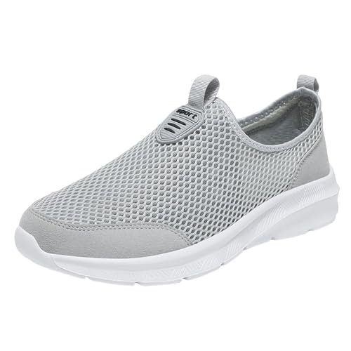 VBEDKDEB Sneakers Herren Laufschuhe Sportschuhe Mode Männer Sport Schuhe Atmungsaktive Mesh Flach Mund Casual Schuhe Atmungsaktive Herren (Light Gray, 44) von VBEDKDEB
