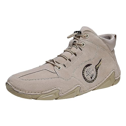 VBEDKDEB Sneakers Herren Laufschuhe Sportschuhe Winter Herren Gepolsterte Koreanische High Top Kurze Stiefel Sportschuhe Sport Schuhe MäNner (Beige, 44) von VBEDKDEB