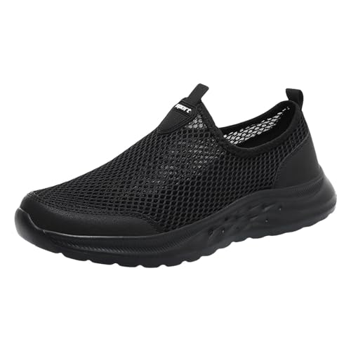VBEDKDEB Sneakers Herren Sportschuhe Laufschuhe Herren Sportschuhe Modische Neue Muster Mesh Hohl Atmungsaktiv Bequeme Flache Unterseite Leichte Slip Saisonale Freizeitschuhe Sneakers Weiss (42) von VBEDKDEB