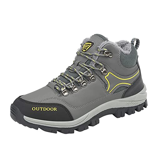 VBEDKDEB Sneakers Herren Sportschuhe Laufschuhe Herrenschuhe Lässig Einfarbig Schnürschuhe Plus Baumwolle Freizeitschuhe Kletterschuhe Turnschuhe Herren (Grey, 41) von VBEDKDEB