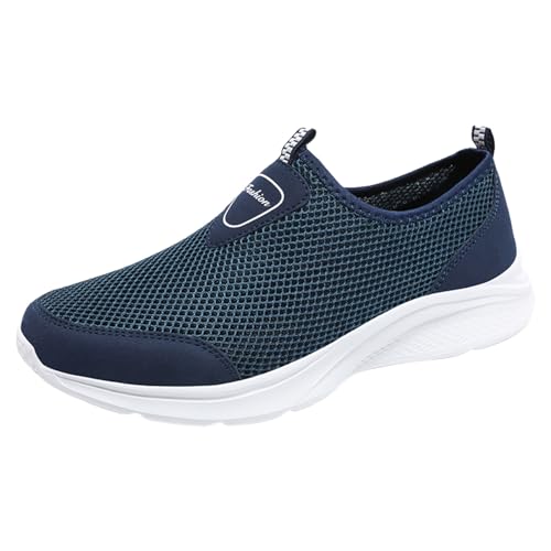 VBEDKDEB Sneakers Herren Sportschuhe Laufschuhe Männer Sportschuhe Modische Muster Einfache Reine Farbe Mesh Atmungsaktive Bequeme Wanderschuhe Casual Schuhe Sneaker Herren Weiss (Blue, 42) von VBEDKDEB
