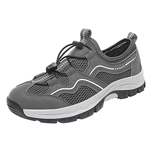 VBEDKDEB Sneakers Herren Sportschuhe Laufschuhe Mode Männer Turnschuhe Wanderschuhe rutschfeste Sohle Mesh Atmungsaktiv Bequeme Schnürung Freizeit Tischtennis Schuhe Herren (Grey, 45) von VBEDKDEB