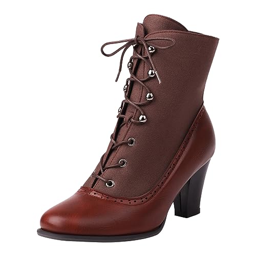 VBEDKDEB Stiefeletten Damen Stiefel Ankle Boots Außenhandel große Damenstiefel Winter farblich passende Kurze Stiefel zum Binden mit mittlerem Absatz Gummistiefel Pink (Red, 41) von VBEDKDEB