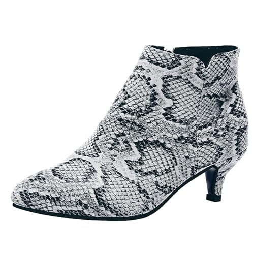 VBEDKDEB Stiefeletten Damen Stiefel Ankle Boots Damen Freizeit Rom Solide Große Größe Dünne Med Heels Reißverschluss Kurze Stiefel Schuhe Halbschuhe Elegant (Grey, 41) von VBEDKDEB