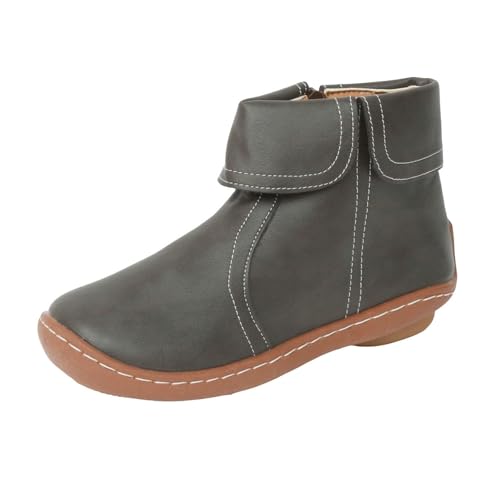 VBEDKDEB Stiefeletten Damen Stiefel Ankle Boots Damen Stiefeletten Modische Stiefel Reitstiefel Für Freizeitstiefel Gummistiefel Gefüttert (Grey, 35) von VBEDKDEB