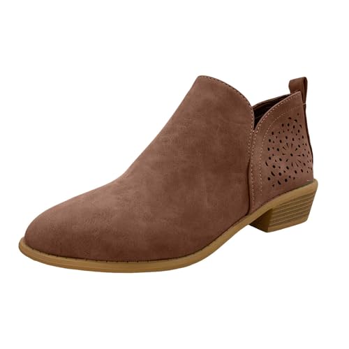 VBEDKDEB Stiefeletten Damen Stiefel Ankle Boots Damen Stiefeletten Modische Stiefel Reitstiefel für Festival Gummistiefel (Red, 38) von VBEDKDEB