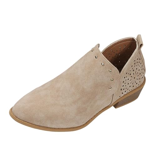 VBEDKDEB Stiefeletten Damen Stiefel Ankle Boots Damen Stiefeletten Modische Stiefel Reitstiefel für Gartenschuhe (Khaki, 37) von VBEDKDEB