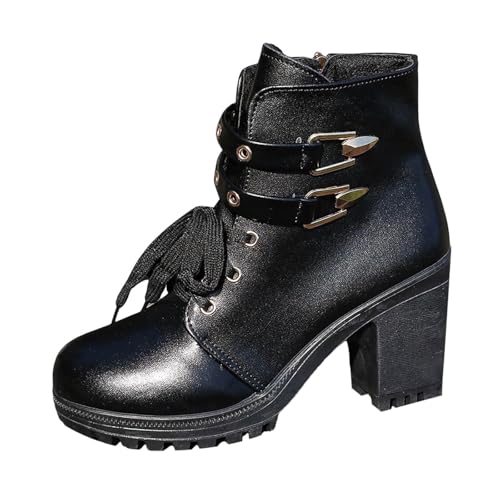VBEDKDEB Stiefeletten Damen Stiefel Ankle Boots Damen Stiefeletten Modische Stiefel Reitstiefel für Klobige Plateaustiefel Gummistiefel Leicht (40) von VBEDKDEB