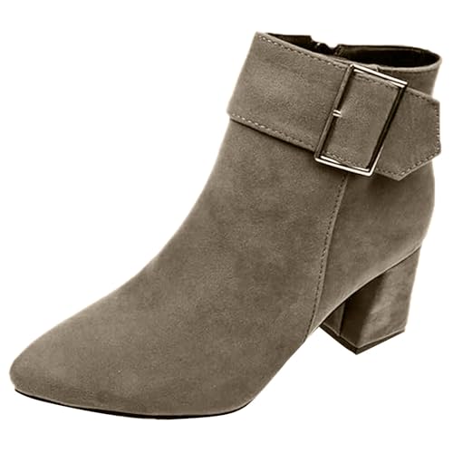 VBEDKDEB Stiefeletten Damen Stiefel Ankle Boots Damen Stiefeletten Modische Stiefel Reitstiefel für Lässige Modestiefel Gummischuhe (Grey, 38) von VBEDKDEB