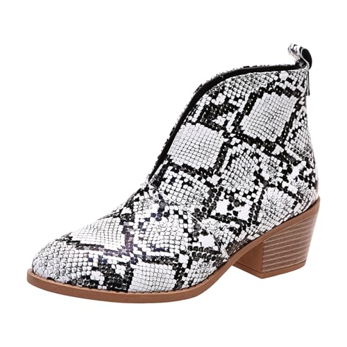 VBEDKDEB Stiefeletten Damen Stiefel Ankle Boots Damen Stiefeletten mit klobigem Absatz spitzer Zehenpartie, modische lässige Slip On klassischem Schuhe Dirndl (43) von VBEDKDEB