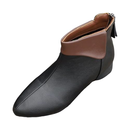 VBEDKDEB Stiefeletten Damen Stiefel Ankle Boots Damen Stiefeletten mit spitzer Zehenpartie, Kurze Schuhe, modisch, lässig, einfarbig, Leder, Reißverschluss hinten, Dicker Absatz Reitstiefel Für (40) von VBEDKDEB