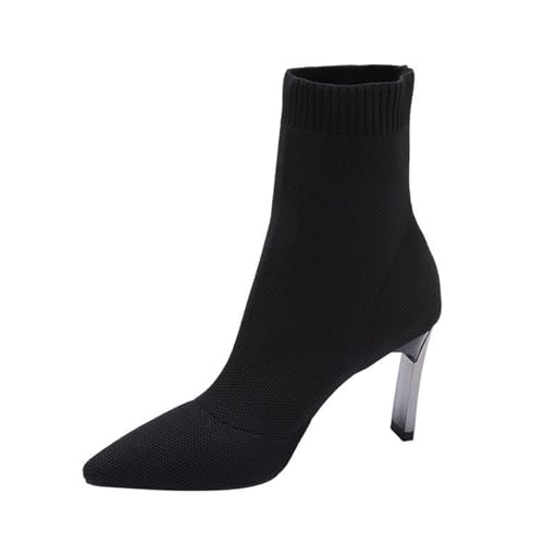 VBEDKDEB Stiefeletten Damen Stiefel Ankle Boots Damen und Winter Modische Spitze Einfarbig Gestrickt Patchwork Bequeme Stiefeletten Mit Hohen Absätzen Springerstiefel (40) von VBEDKDEB