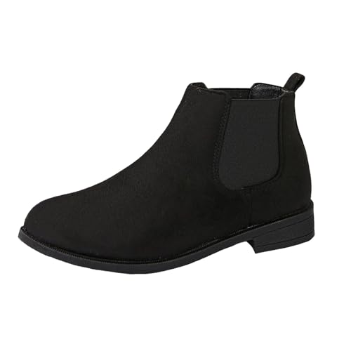 VBEDKDEB Stiefeletten Damen Stiefel Ankle Boots Damenmode Pointed Toe Chunky Heel Slip auf Casual Ankle Boots 1111121 Stiefel (36) von VBEDKDEB