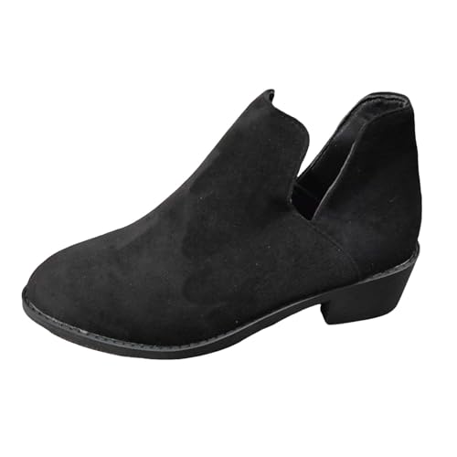 VBEDKDEB Stiefeletten Damen Stiefel Ankle Boots Modische Damen Stiefeletten aus Wildleder mit Reißverschluss und niedrigem Schaft, lässig, spitzer Zehenbereich, klassisch Plateau Schuhe (36) von VBEDKDEB