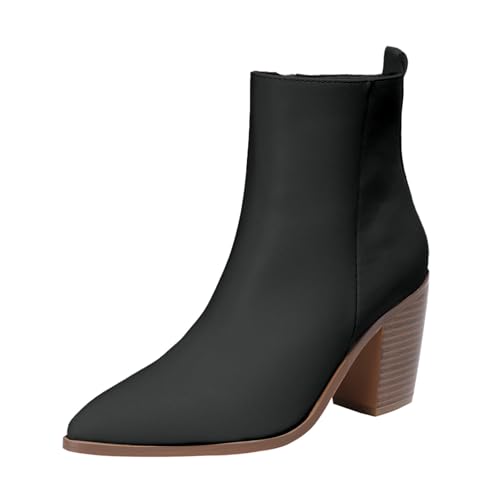 VBEDKDEB Stiefeletten Damen Stiefel Ankle Boots Modische Stiefel mit Reißverschluss und hohen Absätzen für Damen im Herbst und Winter Motorrad (39) von VBEDKDEB