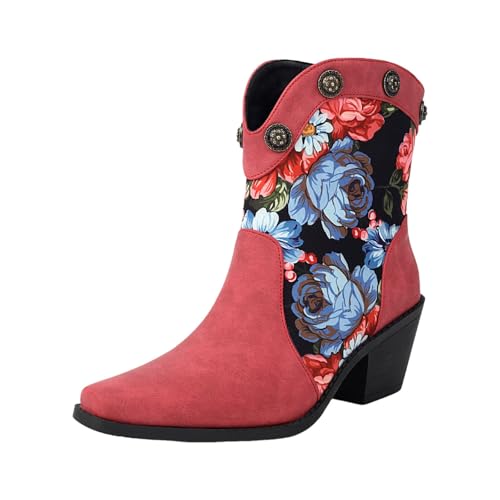 VBEDKDEB Stiefeletten Damen Stiefel Ankle Boots Modische und vielseitige Spleißfarbene, Kurze Röhrenstiefel mit spitzer Zehenpartie für Damen Halbschuhe Elegant (42) von VBEDKDEB
