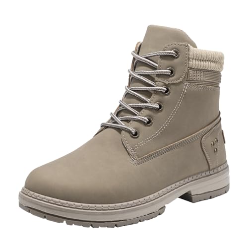 VBEDKDEB Stiefeletten Damen Stiefel Ankle Boots Neu Extra Große Damenstiefel Outdoor Dicke Sohle/Winterstiefel Vielseitige Einzelstiefel Stiefel Damen Braun (Khaki, 38) von VBEDKDEB