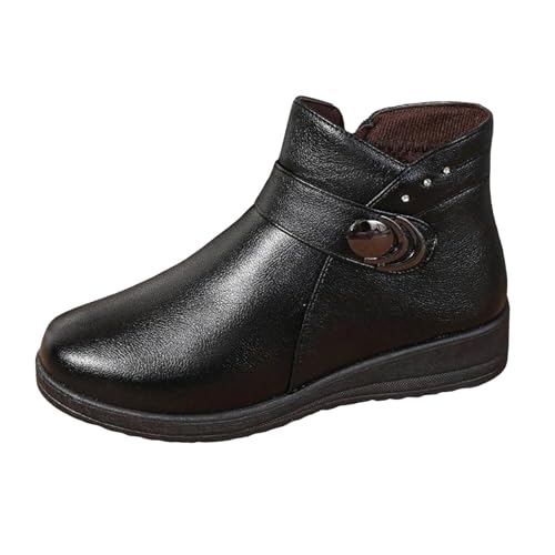 VBEDKDEB Stiefeletten Damen Stiefel Ankle Boots Warme, Bequeme und modische Stiefeletten mit runder Spitze für Damen Gummistiefel Weitschaft (36) von VBEDKDEB