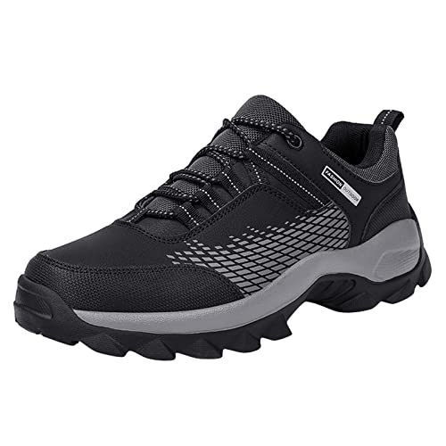 VBEDKDEB Trekkingschuhe Herren Sneakers Herren Lässige Sport Runde Zehe Bequeme Mode Sport Laufschuhe Wanderschuhe Herren (Black, 43) von VBEDKDEB