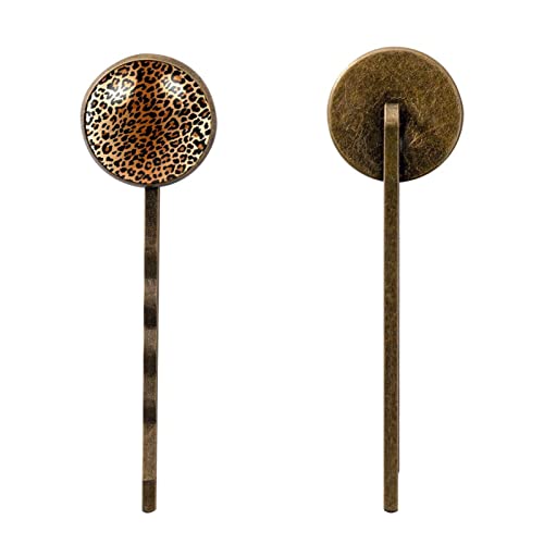 4 Stück Metall Haarspangen, Vintage Retro Haarnadel, minimalistische dekorative Haarspangen, Bobby Pins für Frauen Mädchen Haarschmuck,Brown Leopard Druck Vintage moderne Kunst von VBFOFBV